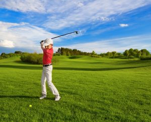 child playing golf